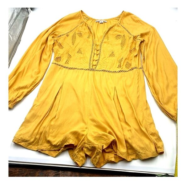 O’Neill Long Sleeve Ryana Romper Yellow Gold Mustard SZ M - Picture 2 of 7